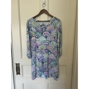 Lilly Pulitzer Tropical Shell Shift Dress Womens Size Medium Purple Blue Beach